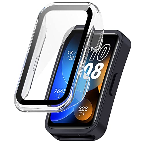 SMYAOSI Hülle für Huawei Band 10 9 8 Schutzhülle Con Displayschutzfolie, Kratzfest Schutzfolie Silikon Cover Case Ultradünne Stoßfeste Gehäuse für Huawei Band 10 9 8 Smartwatch (Durchsichtig) von SMYAOSI