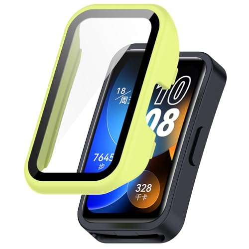 SMYAOSI Hülle für Huawei Band 10 9 8 Schutzhülle Con Displayschutzfolie, Kratzfest Schutzfolie Silikon Cover Case Ultradünne Stoßfeste Gehäuse für Huawei Band 10 9 8 Smartwatch (Grasgrün) von SMYAOSI