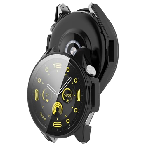 SMYAOSI Hülle für Huawei Watch GT4 41mm/Huawei Watch GT4 46mm Schutzhülle + Displayschutzfolie, Kratzfest Schutzfolie Glas Bumper Case Ultradünne Cover für Huawei GT 4 (2 Stück Schwarz, GT4 46mm) SMYAOSI Hülle für Huawei Watch GT4 41mm/Huawei Watch GT4 46mm Schutzhülle + Displayschutzfolie, Kratzfest Schutzfolie Glas Bumper Case Ultradünne Cover für Huawei GT 4 (2 Stück Schwarz, GT4 46mm) von SMYAOSI