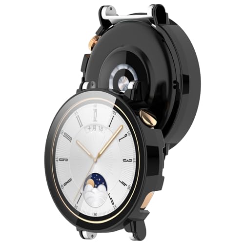 SMYAOSI Hülle für Huawei Watch GT4 41mm/Huawei Watch GT4 46mm Schutzhülle + Displayschutzfolie, Kratzfest Schutzfolie Glas Bumper Case Ultradünne Cover für Huawei GT 4 (2 Stück Schwarz, GT4 41mm) SMYAOSI Hülle für Huawei Watch GT4 41mm/Huawei Watch GT4 46mm Schutzhülle + Displayschutzfolie, Kratzfest Schutzfolie Glas Bumper Case Ultradünne Cover für Huawei GT 4 (2 Stück Schwarz, GT4 41mm) von SMYAOSI