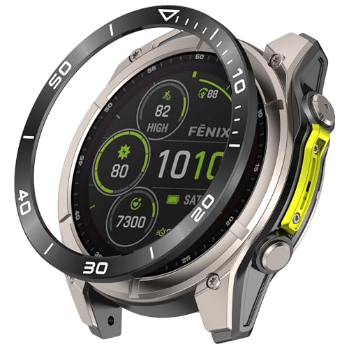 SMYAOSI Rostfreier Stahl Lünetten Ring für Garmin Tactix8 Amoled/Solar Watch, Bezel Ring Adhesive Cover Anti-Kratz- und Kollisionsschutz für Fenix8 Watch Accessory (Schwarz Weiß, Fenix8 Solar 51mm) von SMYAOSI
