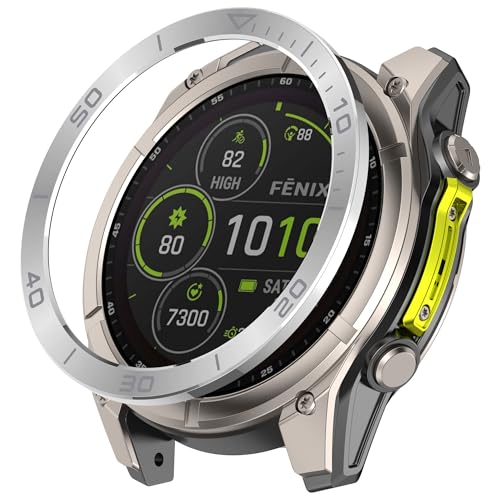 SMYAOSI Rostfreier Stahl Lünetten Ring für Garmin Tactix8 Amoled/Solar Watch, Bezel Ring Adhesive Cover Anti-Kratz- und Kollisionsschutz für Fenix8 Watch Accessory (Silber Grau, Fenix8 Amoled 47mm) von SMYAOSI