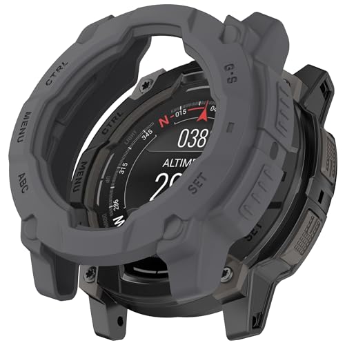 SMYAOSI Schütz Hülle für Garmin Instinct 3, TPU Ersatz Silikonhülle für die stoßfeste und unzerbrechliche Schutzhülle für Instinct 3 45mm Smartwatch Gehäuse (Grau, Garmin instinct3 50mm) von SMYAOSI
