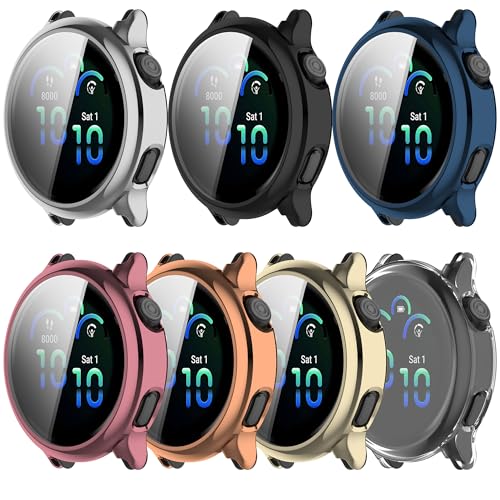 SMYAOSI Silikon Hülle für Garmin Vivoactive 6 Schutzhülle Con Displayschutzfolie, Kratzfest Schutzfolie Bumper Case Ultradünne Stoßfeste Gehäuse für Garmin Vivoactive 6 Smartwatch (7 Stück) von SMYAOSI