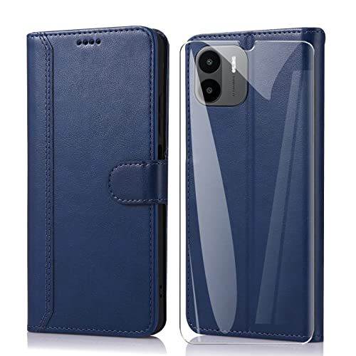 SMYTU Hülle Kompatibel für Xiaomi Redmi A2 / Redmi A1 4G Handyhülle mit Schutzfolie, Flip PU Lederhülle Book Case Magnetverschluss Ständer Schutzhülle - Blau SMYTU Hülle Kompatibel für Xiaomi Redmi A2 / Redmi A1 4G Handyhülle mit Schutzfolie, Flip PU Lederhülle Book Case Magnetverschluss Ständer Schutzhülle - Blau von SMYTU
