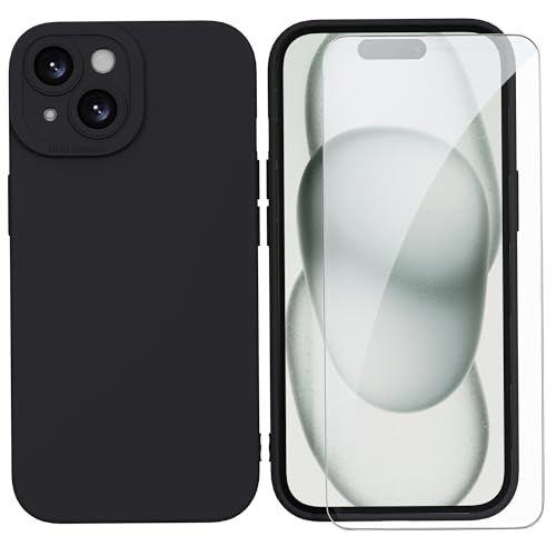 SMYTU Hülle Kompatibel mit iPhone 15 Plus 6.7 Zoll und Schutzglas Handyhülle,Weiche Silikon TPU Schutzhülle Stoßfeste Kratzfeste Case Cover - Schwarz SMYTU Hülle Kompatibel mit iPhone 15 Plus 6.7 Zoll und Schutzglas Handyhülle,Weiche Silikon TPU Schutzhülle Stoßfeste Kratzfeste Case Cover - Schwarz von SMYTU