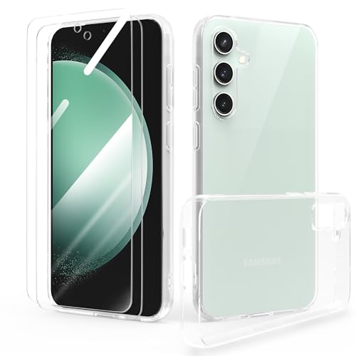 SMYTU Klar Hülle für Samsung Galaxy S23 FE 5G (6,4 Zoll) mit 2 Stück Schutzfolie Handyhülle,Schutzhülle Stoßfest Clear Flexible TPU Bumper Cover - Transparent von SMYTU