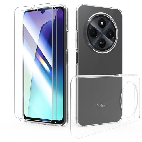 SMYTU Klar Hülle für Xiaomi Redmi 14C/ Redmi A4 4G (6,88 Zoll) mit 2 Stück Schutzfolie Handyhülle,Schutzhülle Stoßfest Clear Flexible TPU Bumper Cover - Transparent von SMYTU