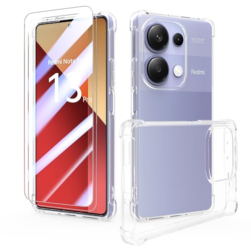 SMYTU Transparent Hülle für Xiaomi Redmi Note 13 Pro 4G (6.67 Zoll) mit 2 Stück Hartglas,Handyhülle Dünne Weiche TPU Silikon Schutzhülle - Clear von SMYTU