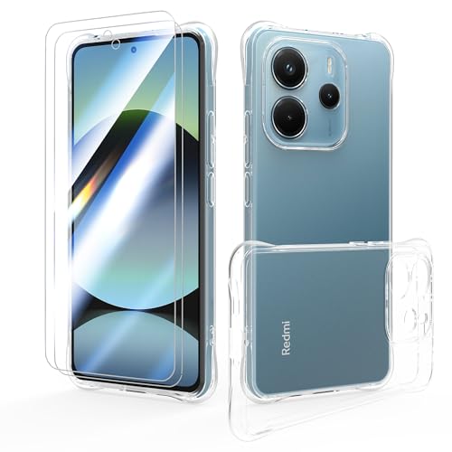 SMYTU Transparent Hülle für Xiaomi Redmi Note 14 4G (6,67 Zoll) mit 2 Stück Hartglas,Handyhülle Dünne Weiche TPU Silikon Schutzhülle - Clear von SMYTU