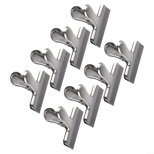 SMZhomeone 8/12 Stück Verschlussclips aus Edelstahl, Lebensmittelbeutel-Clips-Set, Metall-Chip-Snack-Verschlussklammern für Küche, Zuhause, Büro (8 Stück) von SMZhomeone