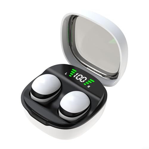 SMZhomeone Kabellose Mini-Kopfhörer, unsichtbare Schlaf-Ohrhörer für Seitenschläfer mit BT5.4-Technologie, 4,1 x 4,1 x 2,6 cm, zum Wandern, Training oder einfach zum Entspannen zu Hause (weiß) von SMZhomeone