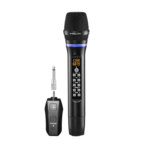 SMZhomeone Kabelloses Mikrofon, Dual-Handmikrofon, 30 m Reichweite, 3,5 mm, 6,35 mm, Empfänger für Partys, Meetings, Live-Auftritte (1 Stück) von SMZhomeone