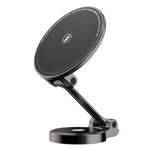 SMZhomeone Magnetischer Kfz-Ladegerät-Halter, 15 W, 360 Grad drehbar, faltbarer Telefonständer für Armaturenbrett, hitzebeständiges Legierungsmaterial, Schnellladehalterung von SMZhomeone