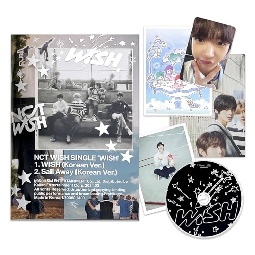 NCT WISH - Debut Single [WISH] (Korean Ver. - Photobook Ver.) Photo Book + CD-R + Polaroid + Post Card + Photo Card + Folded Poster + 3 Extra Photocards von SMent.