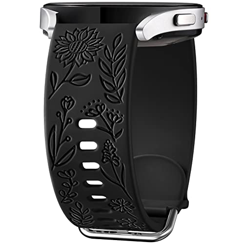 SNBLK Armband mit Blumengravur, kompatibel mit Samsung Galaxy Watch 4, 5, 3, Classic, Active 2 Bands, Gear S2 Sport-Armband, Silikon, Schwarz, 20 Millimeter, Uhrenarmband SNBLK Armband mit Blumengravur, kompatibel mit Samsung Galaxy Watch 4, 5, 3, Classic, Active 2 Bands, Gear S2 Sport-Armband, Silikon, Schwarz, 20 Millimeter, Uhrenarmband von SNBLK