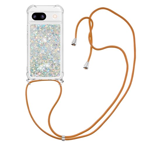 SNCLET Bling Quicksand Hülle für Google Pixel 8a Hülle mit Band,Weich Silikon Transparent Stoßfest mit Kordel zum Umhängen Lanyard Necklace Hülle mit Glitzer Treibsand für Google Pixel 8a,Weiß-2 SNCLET Bling Quicksand Hülle für Google Pixel 8a Hülle mit Band,Weich Silikon Transparent Stoßfest mit Kordel zum Umhängen Lanyard Necklace Hülle mit Glitzer Treibsand für Google Pixel 8a,Weiß-2 von SNCLET