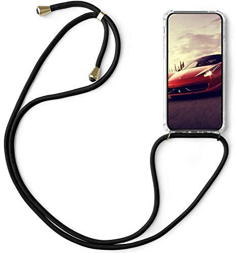 SNCLET Cover für Motorola Edge 30 Fusion Handyhülle Halsband Lanyard Strap Necklace Hülle Silikon Transparent Hülle mit Band Transparent Protective Bumper Case für Motorola Edge 30 Fusion,Schwarz von SNCLET