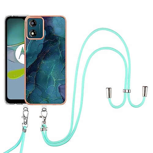 SNCLET Cover für Motorola Moto E13 Handyhülle mit Band Necklace Handy Kette TPU Edges PC Hülle mit Lanyard Protective Case Stoßfest Schutzhülle Case für Motorola Moto E13,Grün Marmor SNCLET Cover für Motorola Moto E13 Handyhülle mit Band Necklace Handy Kette TPU Edges PC Hülle mit Lanyard Protective Case Stoßfest Schutzhülle Case für Motorola Moto E13,Grün Marmor von SNCLET