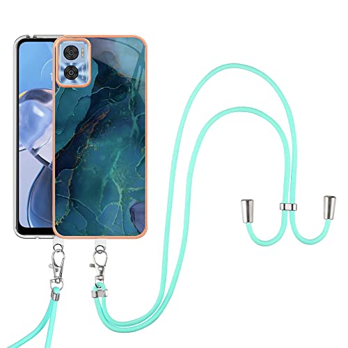 SNCLET Cover für Motorola Moto E22i Handyhülle mit Band Necklace Handy Kette TPU Edges PC Hülle mit Lanyard Protective Case Stoßfest Schutzhülle Case für Motorola Moto E22/Moto E22i,Grün Marmor SNCLET Cover für Motorola Moto E22i Handyhülle mit Band Necklace Handy Kette TPU Edges PC Hülle mit Lanyard Protective Case Stoßfest Schutzhülle Case für Motorola Moto E22/Moto E22i,Grün Marmor von SNCLET