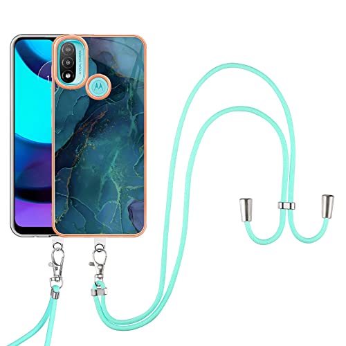 SNCLET Cover für Motorola Moto E40 Handyhülle mit Band Necklace Handy Kette TPU Edges PC Hülle mit Lanyard Protective Case Stoßfest Schutzhülle Case für Motorola Moto E20/E30/E40,Grün Marmor SNCLET Cover für Motorola Moto E40 Handyhülle mit Band Necklace Handy Kette TPU Edges PC Hülle mit Lanyard Protective Case Stoßfest Schutzhülle Case für Motorola Moto E20/E30/E40,Grün Marmor von SNCLET