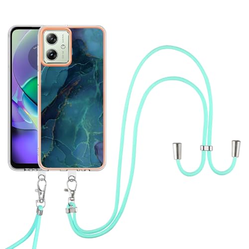 SNCLET Cover für Motorola Moto G54 Handyhülle mit Band Necklace Handy Kette TPU Edges PC Case für Motorola G54 Hülle mit Lanyard Protective Case Stoßfest Schutzhülle für Moto G54,Grün Marmor SNCLET Cover für Motorola Moto G54 Handyhülle mit Band Necklace Handy Kette TPU Edges PC Case für Motorola G54 Hülle mit Lanyard Protective Case Stoßfest Schutzhülle für Moto G54,Grün Marmor von SNCLET