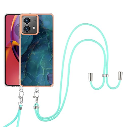 SNCLET Cover für Motorola Moto G84 Handyhülle mit Band Necklace Handy Kette TPU Edges PC Case für Motorola G84 Hülle mit Lanyard Protective Case Stoßfest Schutzhülle für Moto G84,Grün Marmor SNCLET Cover für Motorola Moto G84 Handyhülle mit Band Necklace Handy Kette TPU Edges PC Case für Motorola G84 Hülle mit Lanyard Protective Case Stoßfest Schutzhülle für Moto G84,Grün Marmor von SNCLET