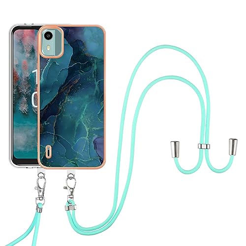 SNCLET Cover für Nokia C12 Handyhülle mit Band Necklace Handy Kette TPU Edges PC Case für Nokia C12 Hülle mit Lanyard Protective Case Stoßfest Schutzhülle Case für Nokia C12,Grün Marmor SNCLET Cover für Nokia C12 Handyhülle mit Band Necklace Handy Kette TPU Edges PC Case für Nokia C12 Hülle mit Lanyard Protective Case Stoßfest Schutzhülle Case für Nokia C12,Grün Marmor von SNCLET