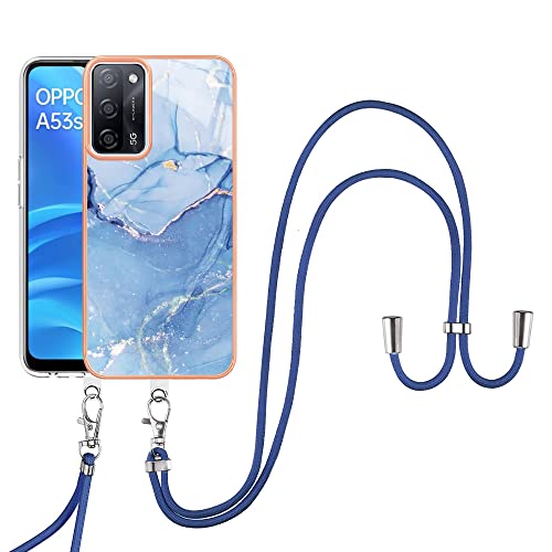 SNCLET Cover für Oppo A55 5G Handyhülle mit Band Necklace Handy Kette TPU Edges PC Hülle mit Lanyard Protective Case Stoßfest Schutzhülle Case für Oppo A54s,Oppo A53s 5G,Oppo A55 5G,Blau Marmor SNCLET Cover für Oppo A55 5G Handyhülle mit Band Necklace Handy Kette TPU Edges PC Hülle mit Lanyard Protective Case Stoßfest Schutzhülle Case für Oppo A54s,Oppo A53s 5G,Oppo A55 5G,Blau Marmor von SNCLET
