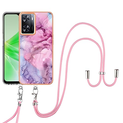 SNCLET Cover für Oppo K10 5G Handyhülle mit Umhängeband Handykette Lanyard Hülle Necklace Premium TPU Edges PC Hülle mit Band Protective Case für Oppo A77 5G,Oppo A57 5G,Oppo K10 5G,Lila Marmor von SNCLET