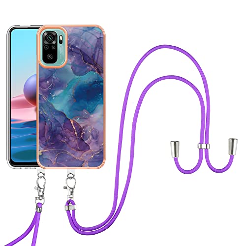 SNCLET Cover für Redmi Note 10S Handyhülle mit Band Necklace Handy Kette TPU Edges PC Hülle mit Lanyard Protective Case Stoßfest Schutzhülle Case für Redmi Note 10S/Note 10 4G,Violett Blau Marmor SNCLET Cover für Redmi Note 10S Handyhülle mit Band Necklace Handy Kette TPU Edges PC Hülle mit Lanyard Protective Case Stoßfest Schutzhülle Case für Redmi Note 10S/Note 10 4G,Violett Blau Marmor von SNCLET