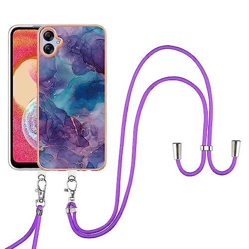 SNCLET Cover für Samsung Galaxy A04e Handyhülle mit Band Necklace Handy Kette TPU Edges PC Hülle mit Lanyard Protective Case Stoßfest Schutzhülle Case für Samsung A04e,Violett Blau Marmor SNCLET Cover für Samsung Galaxy A04e Handyhülle mit Band Necklace Handy Kette TPU Edges PC Hülle mit Lanyard Protective Case Stoßfest Schutzhülle Case für Samsung A04e,Violett Blau Marmor von SNCLET