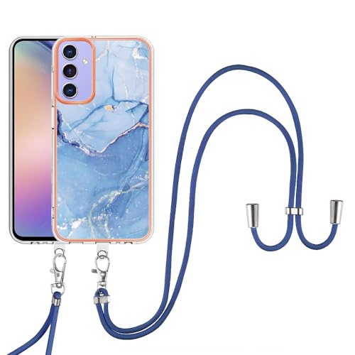 SNCLET Cover für Samsung Galaxy A15 5G Handyhülle mit Band Necklace Handy Kette TPU Edges PC Case Galaxy A15 5G Hülle mit Lanyard Protective Stoßfest Schutzhülle für Samsung A15 5G,Blau Marmor SNCLET Cover für Samsung Galaxy A15 5G Handyhülle mit Band Necklace Handy Kette TPU Edges PC Case Galaxy A15 5G Hülle mit Lanyard Protective Stoßfest Schutzhülle für Samsung A15 5G,Blau Marmor von SNCLET