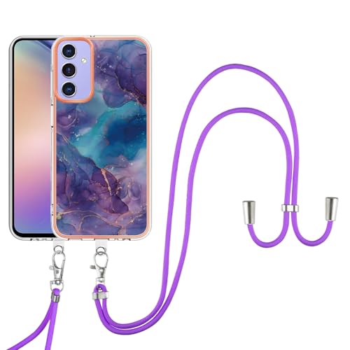 SNCLET Cover für Samsung Galaxy A15 5G Handyhülle mit Band Necklace Handy Kette TPU Edges PC Case Galaxy A15 5G Hülle mit Lanyard Stoßfest Schutzhülle für Samsung A15 5G,Violett Blau Marmor SNCLET Cover für Samsung Galaxy A15 5G Handyhülle mit Band Necklace Handy Kette TPU Edges PC Case Galaxy A15 5G Hülle mit Lanyard Stoßfest Schutzhülle für Samsung A15 5G,Violett Blau Marmor von SNCLET