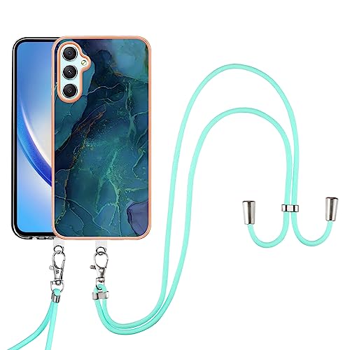 SNCLET Cover für Samsung Galaxy A25 5G Handyhülle mit Band Necklace Handy Kette TPU Edges PC Case Galaxy A25 5G Hülle mit Lanyard Protective Stoßfest Schutzhülle für Samsung A25 5G,Grün Marmor SNCLET Cover für Samsung Galaxy A25 5G Handyhülle mit Band Necklace Handy Kette TPU Edges PC Case Galaxy A25 5G Hülle mit Lanyard Protective Stoßfest Schutzhülle für Samsung A25 5G,Grün Marmor von SNCLET