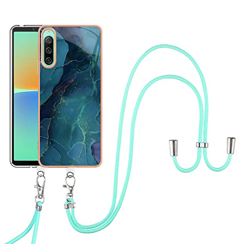 SNCLET Cover für Sony Xperia 10 IV Handyhülle mit Band Necklace Handy Kette TPU Edges PC Hülle mit Lanyard Protective Case Stoßfest Schutzhülle Case für Sony Xperia 10 IV,Grün Marmor SNCLET Cover für Sony Xperia 10 IV Handyhülle mit Band Necklace Handy Kette TPU Edges PC Hülle mit Lanyard Protective Case Stoßfest Schutzhülle Case für Sony Xperia 10 IV,Grün Marmor von SNCLET