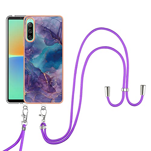 SNCLET Cover für Sony Xperia 10 IV Handyhülle mit Band Necklace Handy Kette TPU Edges PC Hülle mit Lanyard Protective Case Stoßfest Schutzhülle Case für Sony Xperia 10 IV,Violett Blau Marmor SNCLET Cover für Sony Xperia 10 IV Handyhülle mit Band Necklace Handy Kette TPU Edges PC Hülle mit Lanyard Protective Case Stoßfest Schutzhülle Case für Sony Xperia 10 IV,Violett Blau Marmor von SNCLET