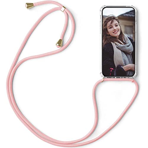 SNCLET Cover für ZTE Blade A72 4G Handyhülle Halsband Lanyard Cover Necklace für ZTE Blade A72 4G Silikon Hülle mit Band Transparent Case Protection TPU Bumper Case für ZTE Blade A72 4G,Rosa von SNCLET