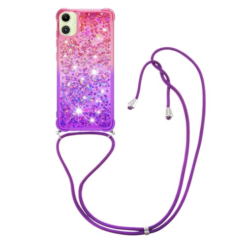 SNCLET Handykette für Samsung Galaxy A05 Handyhülle Bling Quicksand Smartphone Necklace Hülle mit Band Lanyard Silikon Hülle Flüssiges Treibsand Protective Case für Samsung A05,Pink Lila SNCLET Handykette für Samsung Galaxy A05 Handyhülle Bling Quicksand Smartphone Necklace Hülle mit Band Lanyard Silikon Hülle Flüssiges Treibsand Protective Case für Samsung A05,Pink Lila von SNCLET