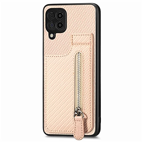 SNCLET Hülle für Samsung Galaxy A22 4G Schutzhülle mit Standfunktion Phone Case Card Holder Zipper Pocket Magnetverschluss Carbon Fiber Handyhülle Bumper Case für Samsung Galaxy A22 4G,Khaki SNCLET Hülle für Samsung Galaxy A22 4G Schutzhülle mit Standfunktion Phone Case Card Holder Zipper Pocket Magnetverschluss Carbon Fiber Handyhülle Bumper Case für Samsung Galaxy A22 4G,Khaki von SNCLET