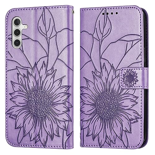 SNCLET Hülle für Samsung Galaxy A35 5G Ledertasche PU Klappbar Sonnenblume Reliefmuster Brieftasche mit Kartenfächer Standfunktion Magnet Stoßfest Hülle für Samsung Galaxy A35 5G,Hellviolett SNCLET Hülle für Samsung Galaxy A35 5G Ledertasche PU Klappbar Sonnenblume Reliefmuster Brieftasche mit Kartenfächer Standfunktion Magnet Stoßfest Hülle für Samsung Galaxy A35 5G,Hellviolett von SNCLET