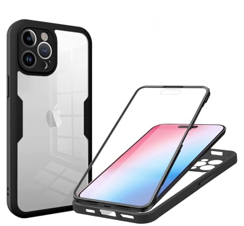 SNCLET Hülle für iPhone 15 Pro Max Transparente Case 360 Grad Schutz Silikon Dual-Layer Rugged Cover mit Integriertem Displayschutz Stoßfest Full Body Case für iPhone 15 Pro Max,Schwarz SNCLET Hülle für iPhone 15 Pro Max Transparente Case 360 Grad Schutz Silikon Dual-Layer Rugged Cover mit Integriertem Displayschutz Stoßfest Full Body Case für iPhone 15 Pro Max,Schwarz von SNCLET