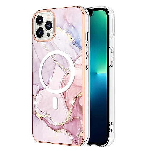 SNCLET Magnetisch Hülle für iPhone 15 Pro Handyhülle mit Drahtloser Aufladung Kompatibel mit TPU Edges Cover Kratzfeste Protective Hülle Premium Schutzhülle für iPhone 15 Pro,Golden Pink von SNCLET