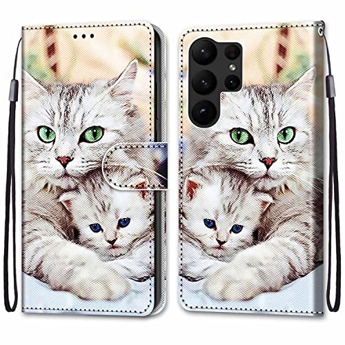 SNCLET für Samsung Galaxy S23 Ultra Case,PU Leder Galaxy S23 Ultra Hülle Brieftasche Kartenfächern Magnetholster Ständer Anti-Scratch Hülle Handytasche für Galaxy S23 Ultra,Katze und Kätzchen SNCLET für Samsung Galaxy S23 Ultra Case,PU Leder Galaxy S23 Ultra Hülle Brieftasche Kartenfächern Magnetholster Ständer Anti-Scratch Hülle Handytasche für Galaxy S23 Ultra,Katze und Kätzchen von SNCLET