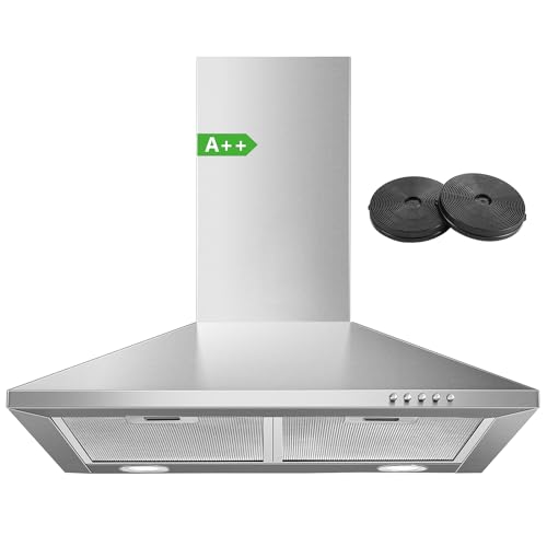 SNDOAS Dunstabzugshaube 60cm, Edelstahl Wandmontage Wandhaube A++ mit 350 m³/h Starker Saugleistung, inkl. Aktivkohlefilter, 3 Leistungsstufen, Einstellbarer Kamin, LED-Licht, Abluft/Umluft SNDOAS Dunstabzugshaube 60cm, Edelstahl Wandmontage Wandhaube A++ mit 350 m³/h Starker Saugleistung, inkl. Aktivkohlefilter, 3 Leistungsstufen, Einstellbarer Kamin, LED-Licht, Abluft/Umluft von SNDOAS