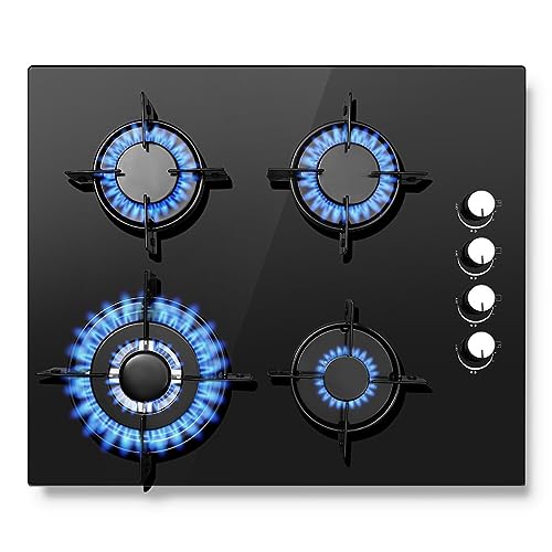SNDOAS Gaskochfeld 4 Flammig, 60cm Glas Gasherd mit Automatischer Flammenschutz, Erdgas und Propangas, Einbau oder Freistehend, 8000W, 220-240V SNDOAS Gaskochfeld 4 Flammig, 60cm Glas Gasherd mit Automatischer Flammenschutz, Erdgas und Propangas, Einbau oder Freistehend, 8000W, 220-240V von SNDOAS