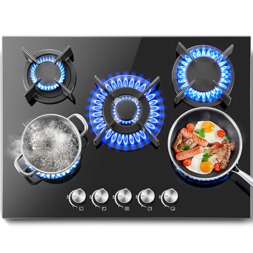 SNDOAS Gaskochfeld 5 Flammig, 70cm Glas Gasherd mit Automatischer Flammenschutz, Erdgas und Propangas, Einbau oder freistehend, 10400W, 220-240V SNDOAS Gaskochfeld 5 Flammig, 70cm Glas Gasherd mit Automatischer Flammenschutz, Erdgas und Propangas, Einbau oder freistehend, 10400W, 220-240V von SNDOAS