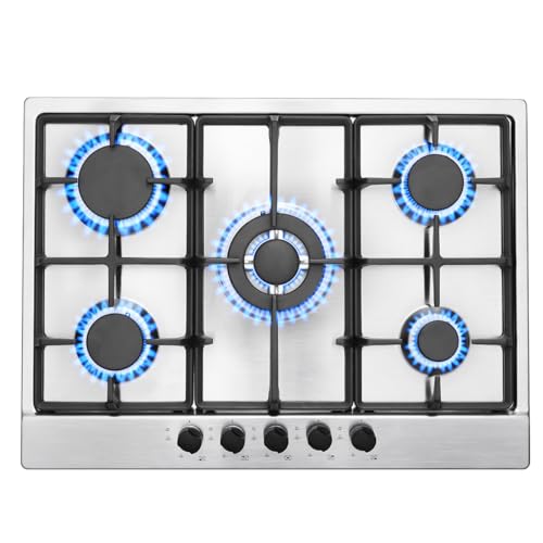 SNDOAS Gaskochfeld 5 Flammig, Edelstahl Gasherd mit Automatischer Flammenschutz, Erdgas und Propangas, 68cm Einbau oder Freistehend Gaskochfeld, 10460W, 220-240V SNDOAS Gaskochfeld 5 Flammig, Edelstahl Gasherd mit Automatischer Flammenschutz, Erdgas und Propangas, 68cm Einbau oder Freistehend Gaskochfeld, 10460W, 220-240V von SNDOAS