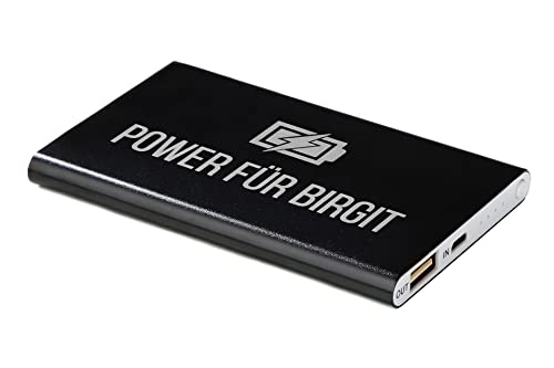Powerbank mit Gravur, externer Akku mit Wunschgravur | 4000 mAh | 5V/1A | mit Micro-USB Kabel wählbar (schwarz) von SNEG