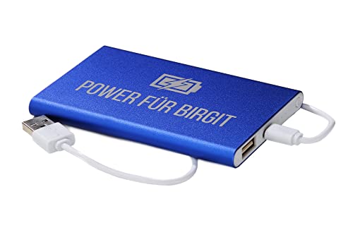 SNEG Powerbank mit Gravur, externer Akku mit Wunschgravur | 4000 mAh | 5V/1A | mit Micro-USB Kabel wählbar (königsblau) von SNEG